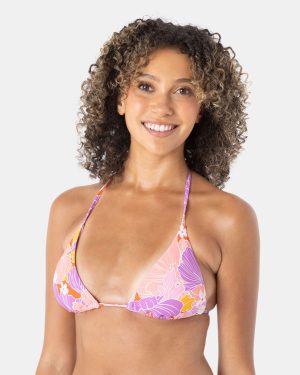 Bell Bottom Blooms Tiki Triangle Bikini Top