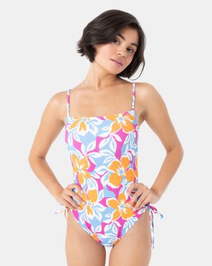 Topanga Canyon Lace Up Side One Piece Swimsuit