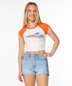 Wave Stripe Cropped Baby Tee